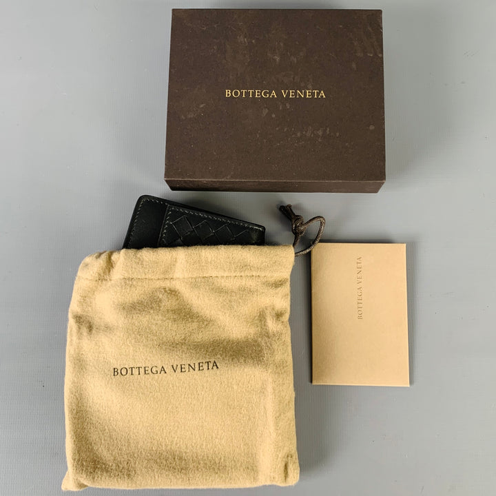 BOTTEGA VENETA Black Woven Leather Wallet