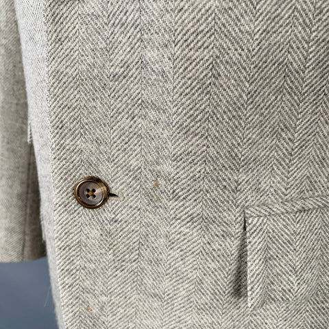 RALPH LAUREN Size 38 Regular Grey Light Grey Herringbone Camel Hair Sport Coat
