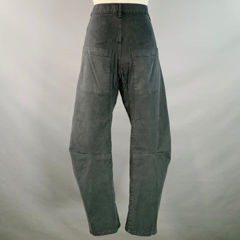NILI LOTAN Size 2 Black Cotton Blend Twill Barrel Tapered Casual Pants