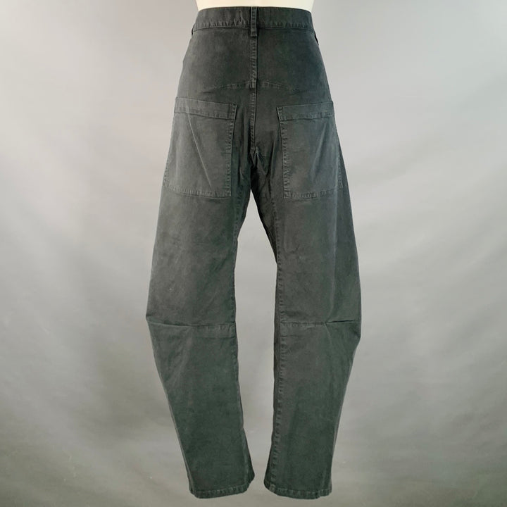 NILI LOTAN Size 2 Black Cotton Blend Twill Barrel Tapered Casual Pants