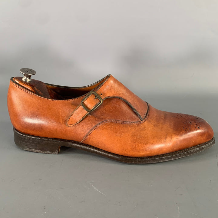 RALPH LAUREN Size 8.5 Brown Wingtip Leather Monk Strap Loafers
