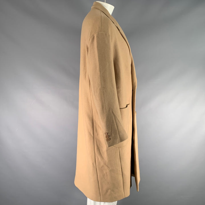 MR. GENTLEMAN Size 42 Khaki Solid Wool Blend Notch Lapel Coat