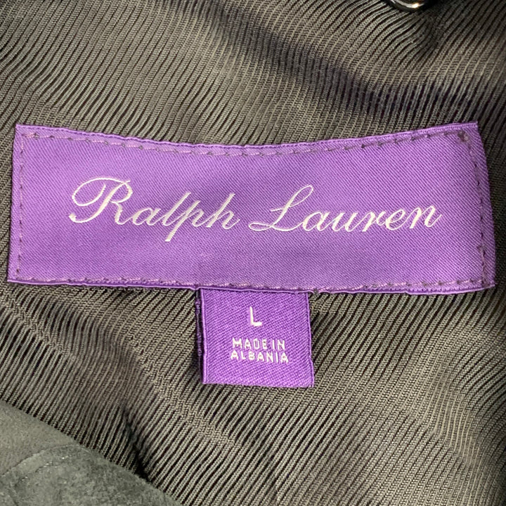 RALPH LAUREN Size L Grey Suede Two Pockets Long Sleeve Shirt