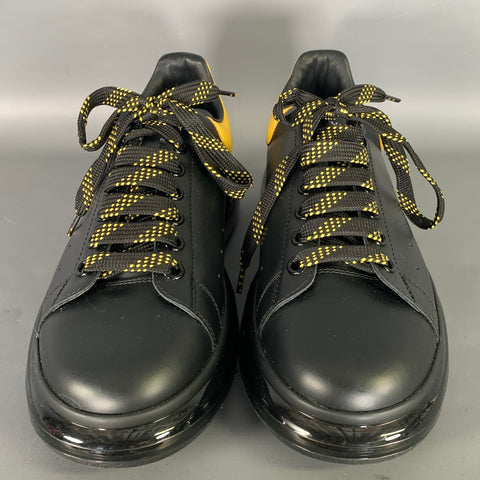 ALEXANDER MCQUEEN Size 10 Black Yellow Leather Low Top Sneakers