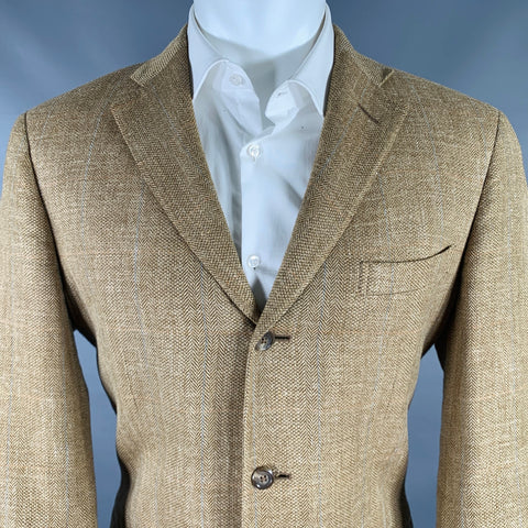 POLO by RALPH LAUREN Size 40 Khaki Herringbone Notch Lapel Sport Coat