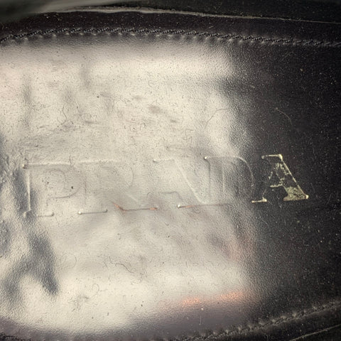 PRADA Size 10.5 Black & Brown Perforated Leather Platform Lace Up Shoes