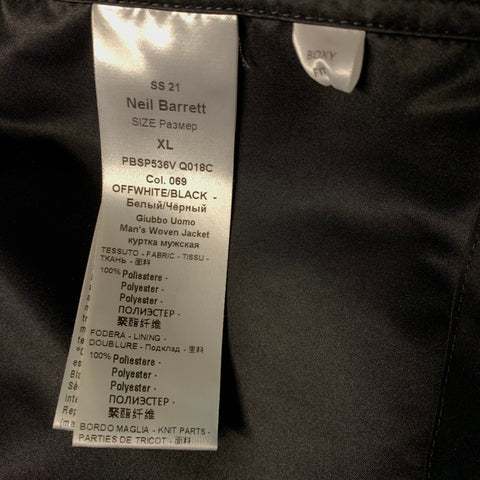 NEIL BARRETT SS2021 Size XL White Black Two Toned Polyester Windbreaker Jacket
