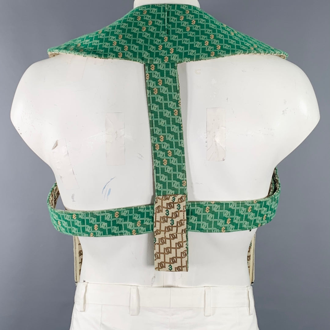 3.PARADIS SS22 Size L Green Jacquard Wool Notch Lapel Coat