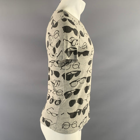 MAISON MARGIELA Size S Grey Black Sunglasses Cotton Scoop Neck T Shirt