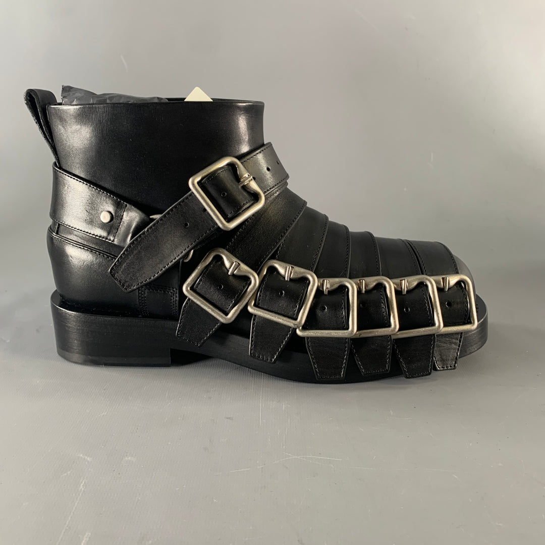BURBERRY Size 7 Black Leather Pull On Boots