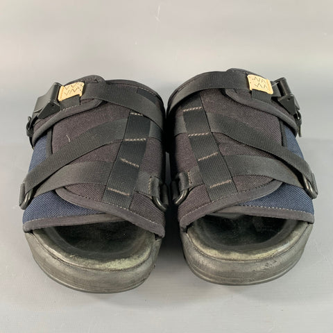 VISVIM Size L Christo Black Nylon Wrap Sandals