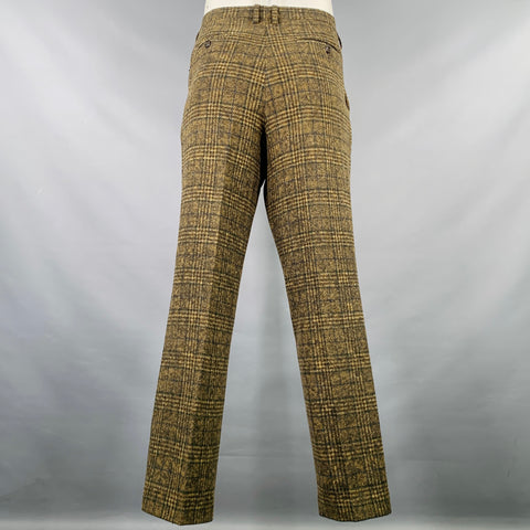 ETRO Size 34 Brown Plaid Wool Zip Fly Dress Pants
