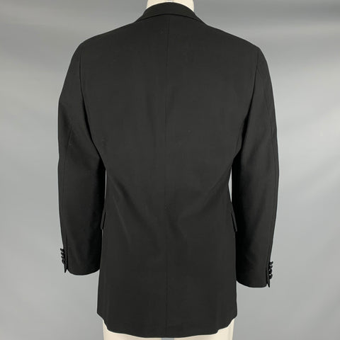 NEIMAN MARCUS Size 40 Black Wool Single Button Tuxedo Sport Coat