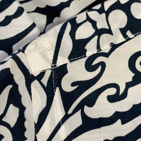 ETRO Size XXL White Navy Tapestry Cotton Long Sleeve Shirt