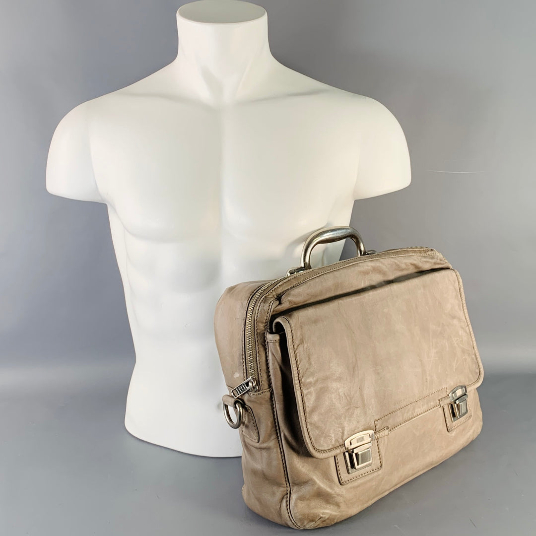 MARC by MARC JACOBS Grey Silver Leather Metal Briefcase