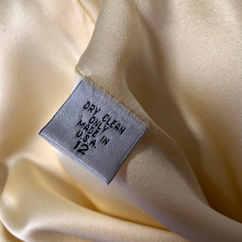 MONIQUE LHUILLIER Size 12 Yellow Silk Beaded Open back Gown Evening Dress