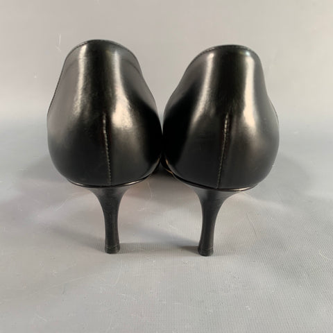 GIORGIO ARMANI Size 11.5 Black Leather D'Orsay Pumps