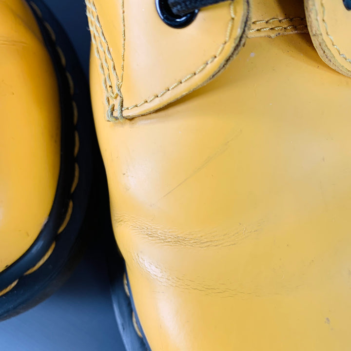 DR. MARTENS Size 8 Yellow Leather Lace-Up Boots