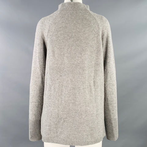 WHITE+WARREN Size M Grey Cashmere Mock Neck Rib Knit Pullover