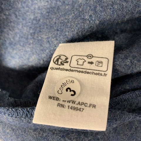 APC Size M Blue Wool Blend Long Sleeve Shirt
