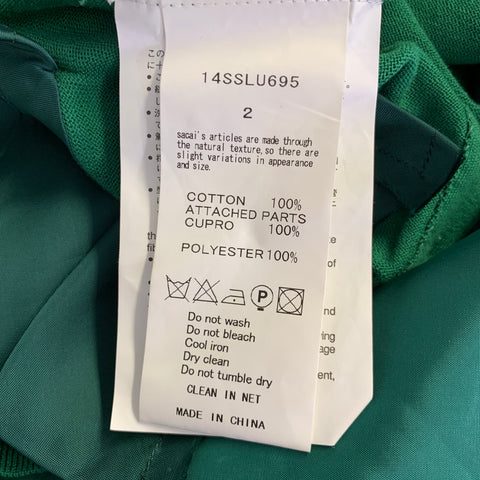 SACAI LUCK Size 2 Green Cotton Cardigan Cardigan