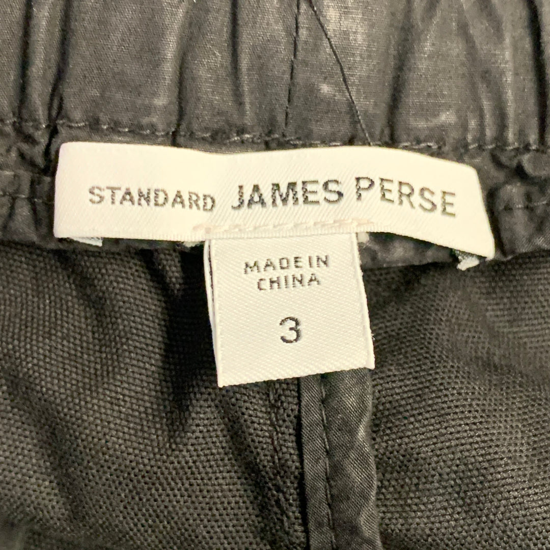 JAMES PERSE Size L Black Cotton Blend Button Fly Drawstring Shorts