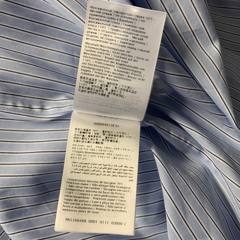 VALENTINO Size L Blue Black & White Stripe Cotton Button Up Long Sleeve Shirt