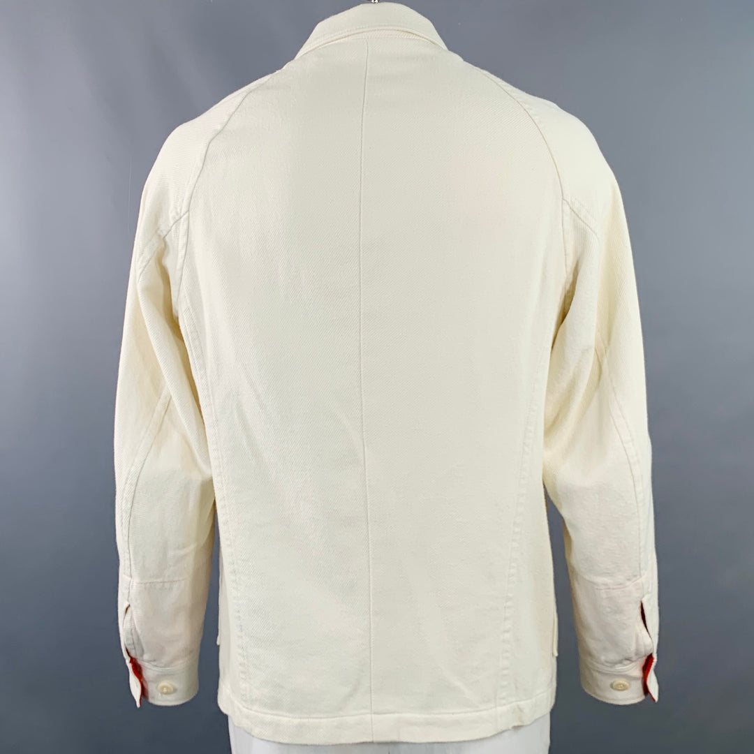 UNDERCOVER Size XL White Red Twill Cotton Contrast Trim Chore Jacket
