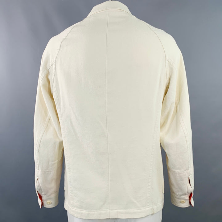 UNDERCOVER Size XL White Red Twill Cotton Contrast Trim Chore Jacket