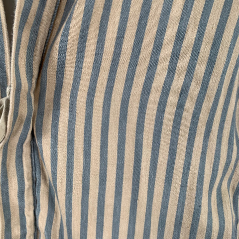 KAPITAL Size XL Beige Blue Stripe Linen Cotton Tie Jacket