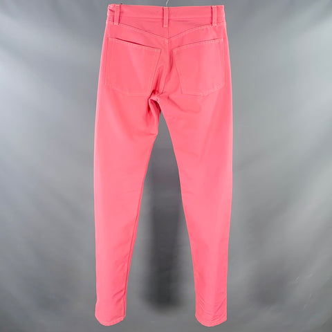 HELMUT LANG Size 30 Pink Cotton Blend Slim Straight Button Fly Jeans