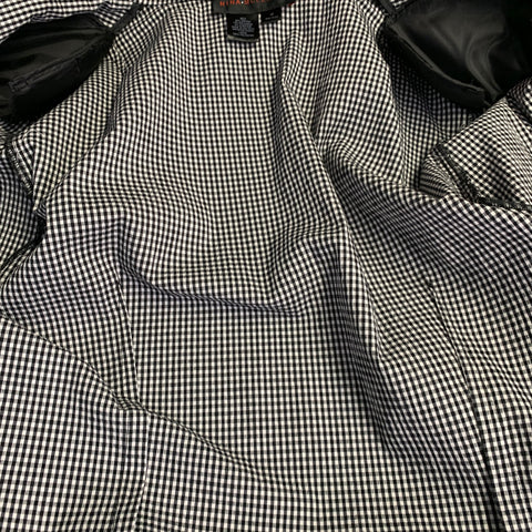 NINA MCLEMORE Size 10 Black White Cotton Blend Seersucker Gingham Jacket Blazer