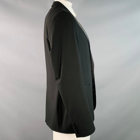 Veste de smoking à revers pointus noire en mélange de polyester, taille 42 Long, NOAK