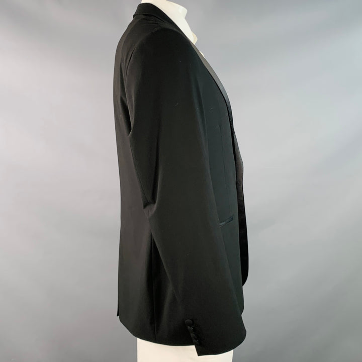 NOAK Size 42 Long Black Polyester Blend Peak Lapel Tuxedo Jacket