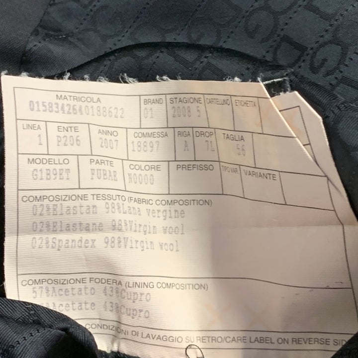 DOLCE & GABBANA Size 46 Black Virgin Wool Blend Notch Lapel Suit