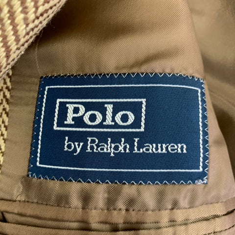 POLO by RALPH LAUREN Size 38 Regular Brown Tan Silk Herringbone Tweed Sport Coat