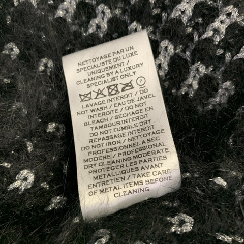 BALMAIN Size 6 Black Silver Angora Woven Pull On Sweater
