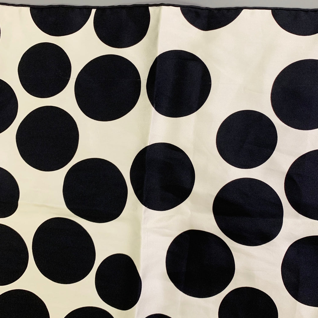 HERMES Purple Black White Two Tone Polka Dot Silk Twill Scarf