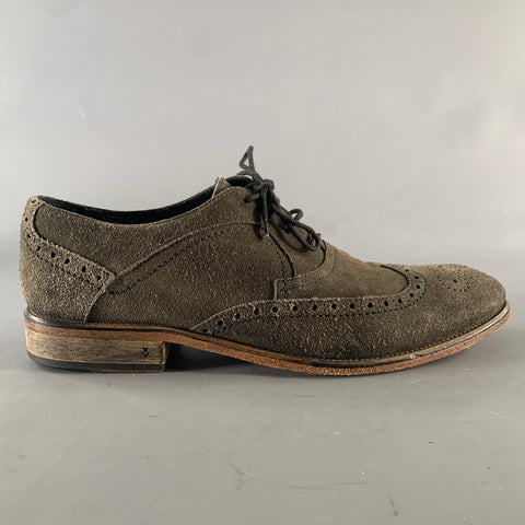 JOHN VARVATOS Size 9 Gray Suede Dress Lace Up Shoes