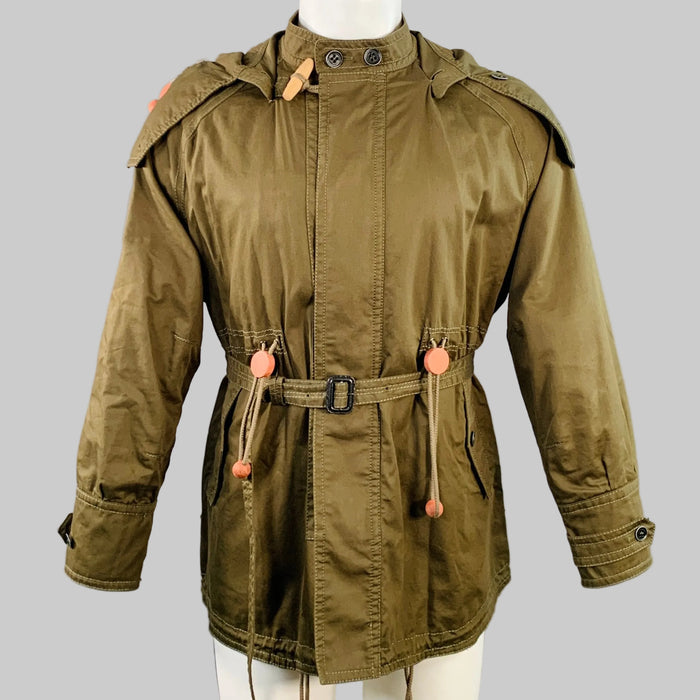 BURBERRY PRORSUM SS12 Size 36 Green Olive Twill Cotton Hooded Coat
