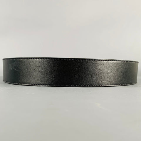 VERSACE Size 34 Black Gold Greca Leather Belt