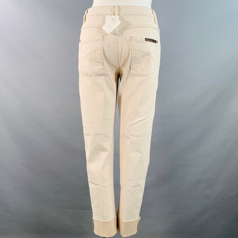 BRUNELLO CUCINELLI Size 10 Beige Cotton Blend Twill Monili Tapered Cuffed Casual Pants