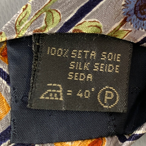 Cravate en soie à motif floral bleu et jaune ERMENEGILDO ZEGNA