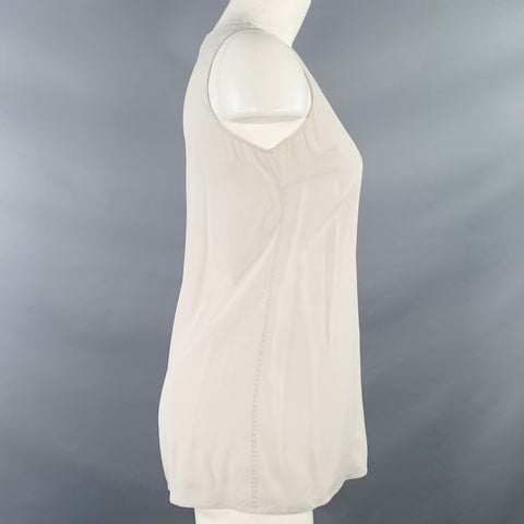 BRUNELLO CUCINELLI Size M Grey Silk V-Neck Casual Top