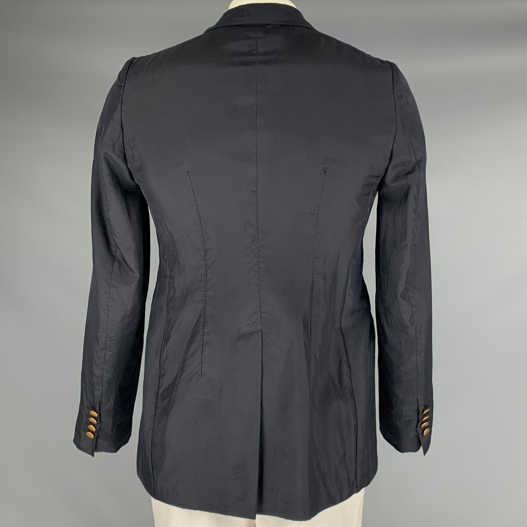 ALEXANDER MCQUEEN Size 40 Black Silk Notch Lapel Sport Coat
