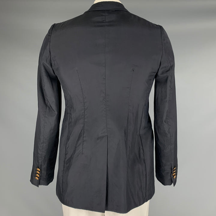 ALEXANDER MCQUEEN Size 40 Black Silk Notch Lapel Sport Coat