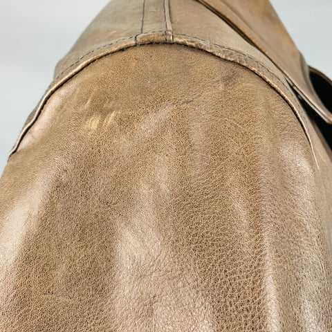 RRL by RALPH LAUREN Size XL Brown Leather Peacoat