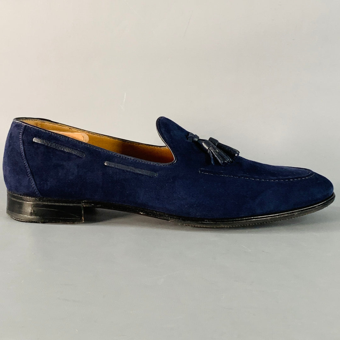 GRAVATI Size 11 Navy Suede Leather Tassels Loafers