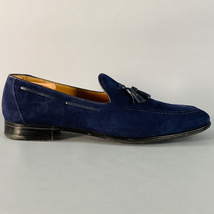 GRAVATI Size 11 Navy Suede Leather Tassels Loafers