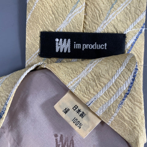 ISSEY MIYAKE Yellow Navy Lines Silk Tie
